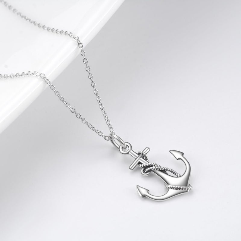 LUHE Anchor Necklace Sterling Silver Anchor Schmuck Sailor Necklace for Women - Image 3